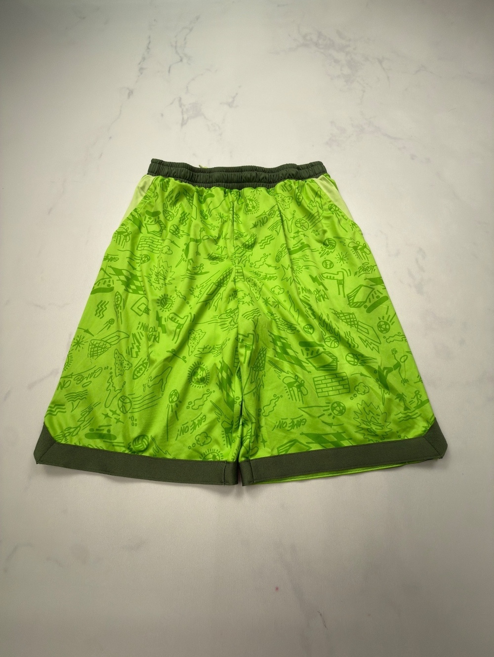 Tek Gear Printed Athletic Shorts Green 2000s Sporty - Boys XL